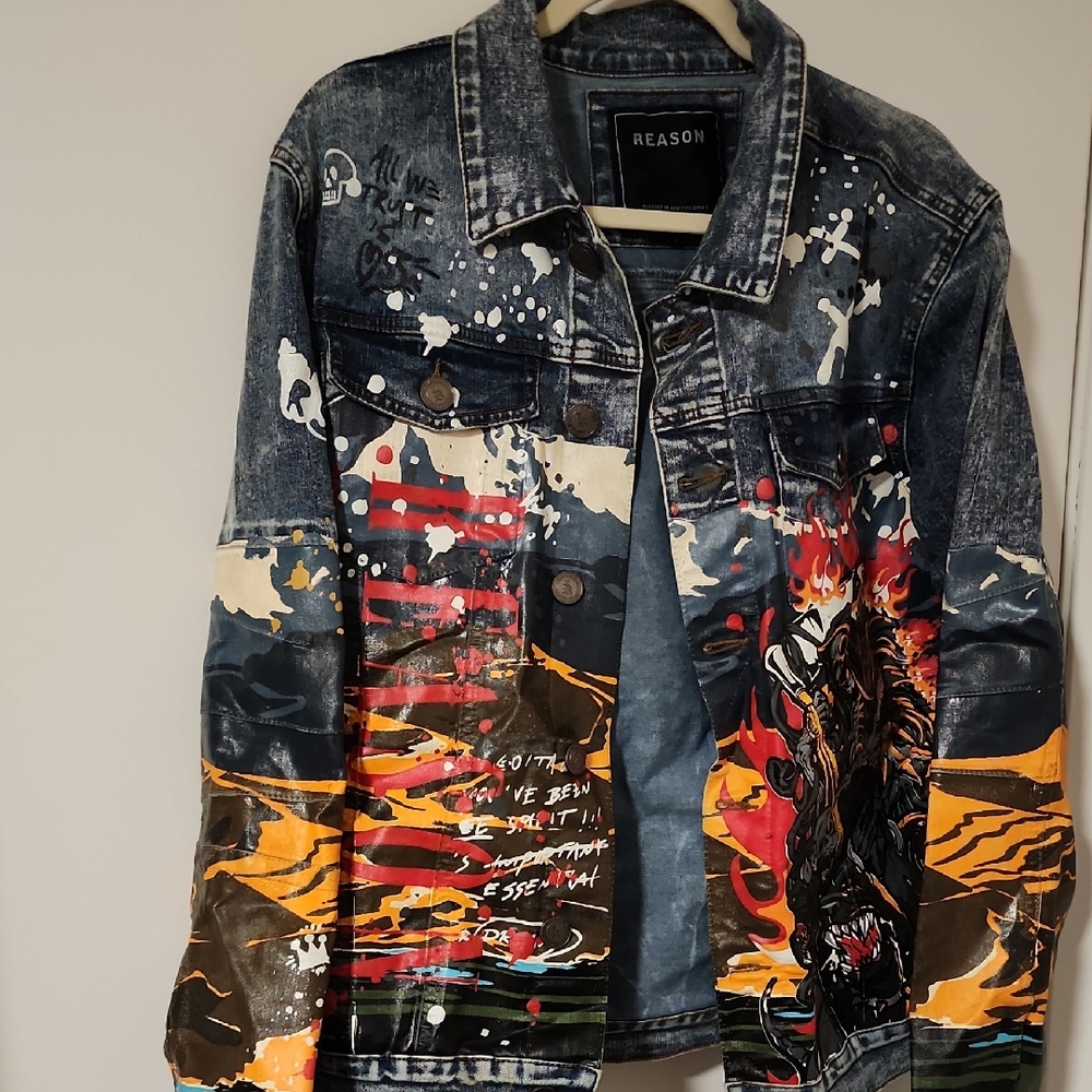 Reason Vibrant Graphic Denim Jacket